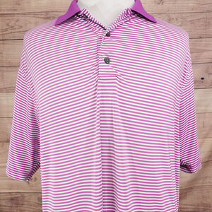 FJ FOOTJOY SHORT SLEEVE PURPLE STRIPED GOLF POLO SHIRT MENS SIZE L LARGE **FADED